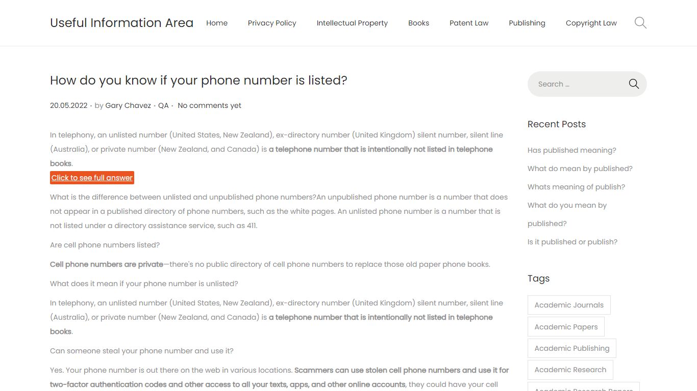 How do you know if your phone number is listed?